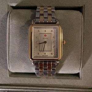 NWT Michele Two Tone Deco Watch